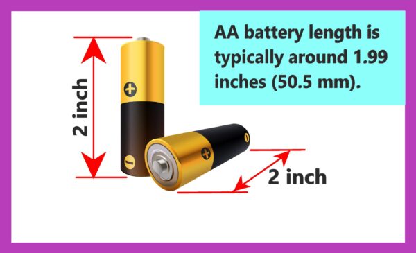 Two AA batteries combine 4 inches long