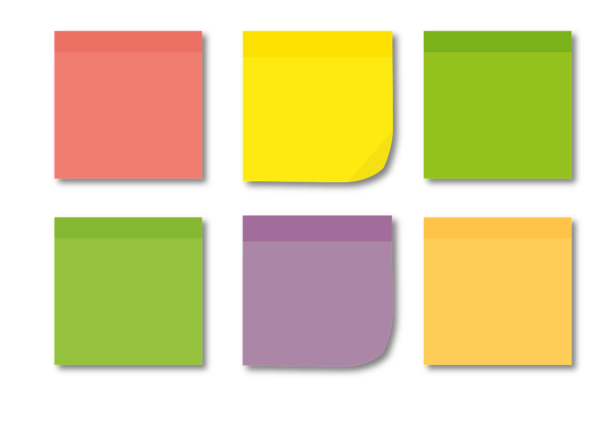 six different colors sticky notes