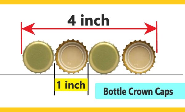 4 crown caps together creates 4 inches length