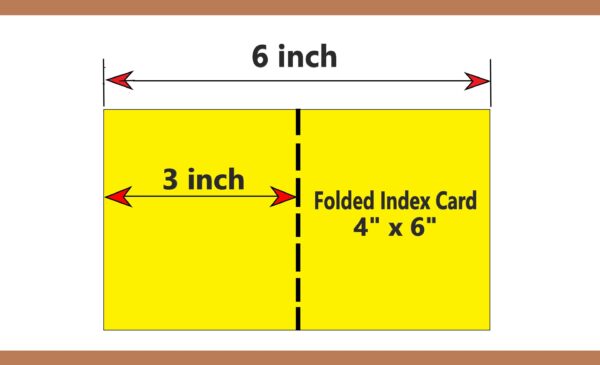 4x6 index card Folded in 3 inches