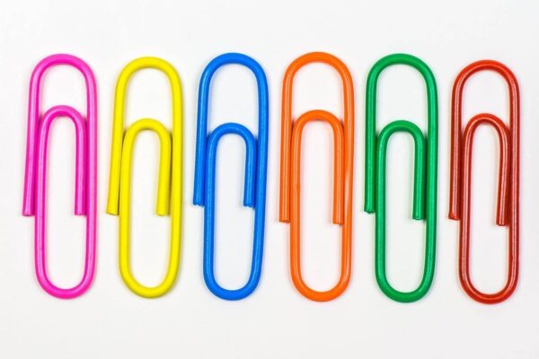 six one-inch paper clips