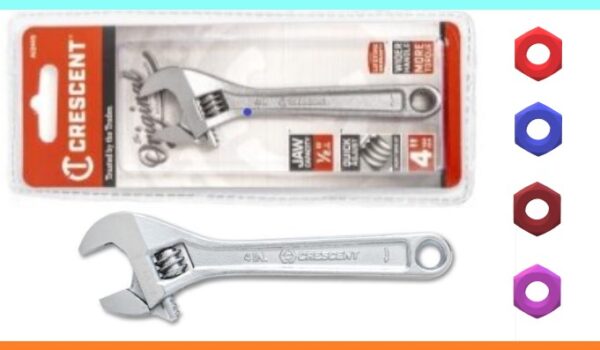 4 inches Crescent adjustable wrench with nut bolts