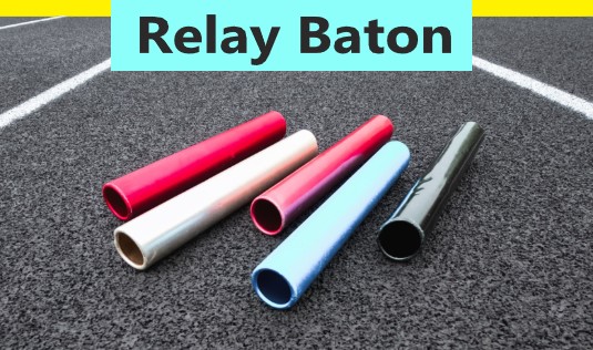 Five different colored relay batons