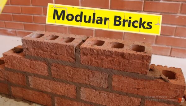 Modular brick becomes a nominal 8 inches when laid with mortar.