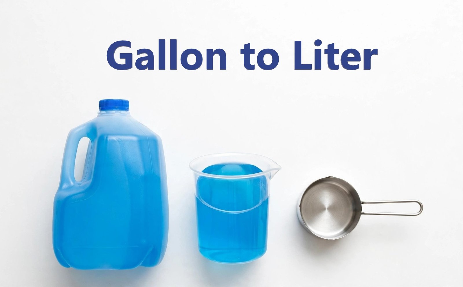 US gallon to liter conversion jug and measuring beaker