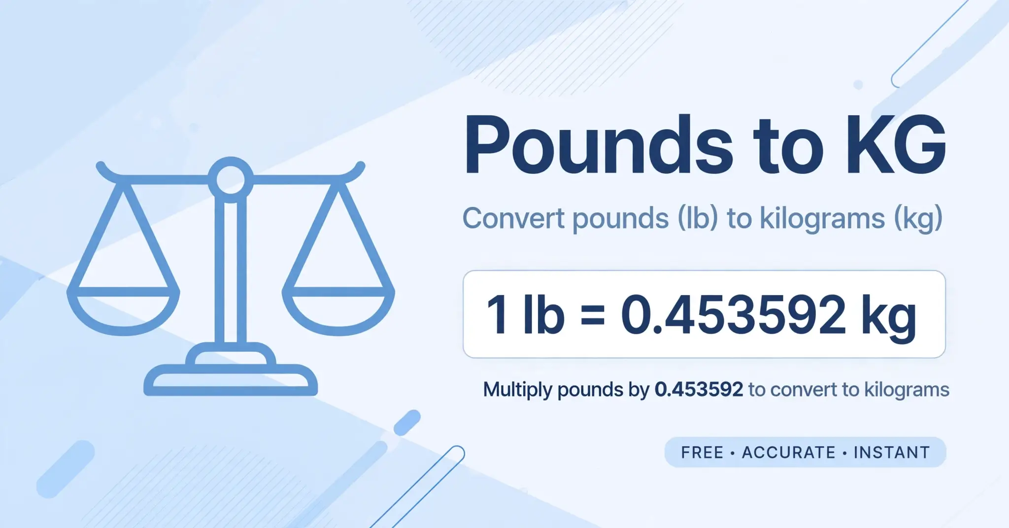 Pounds to KG Converter - 1 lb = 0.453592 kg