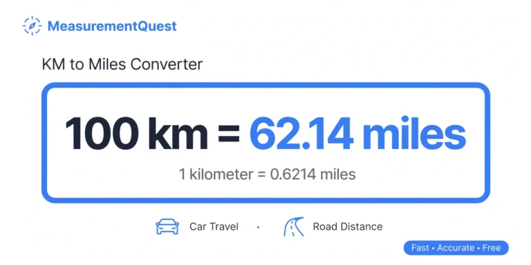 KM to Miles Converter - 100 km = 62.14 miles conversion