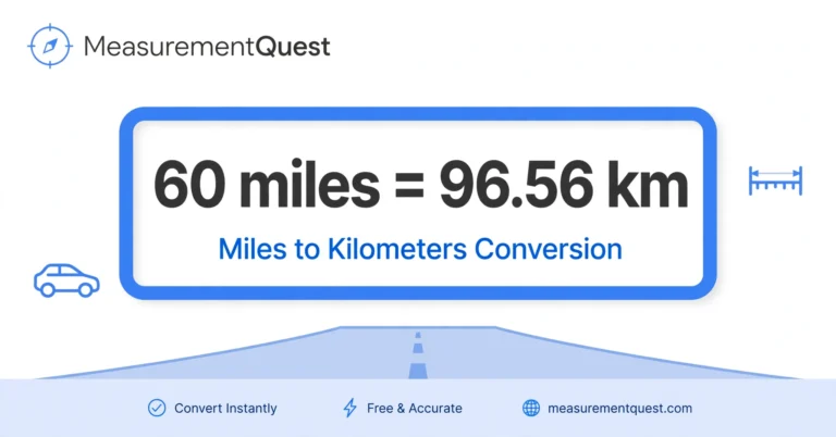 Miles to KM Converter - 60 miles = 96.56 km conversion